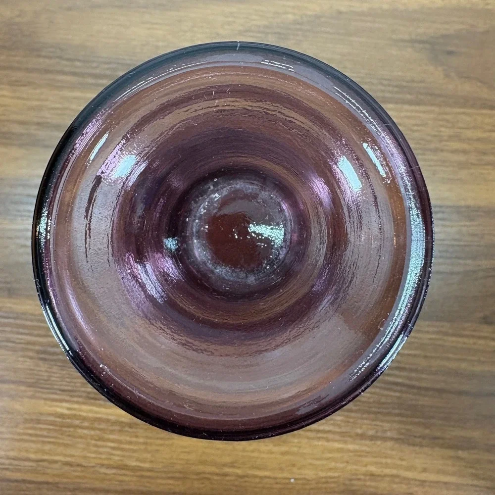 Morgantown Amethyst Crystal Glass Pedestal Flower Vase‎ Vintage 10